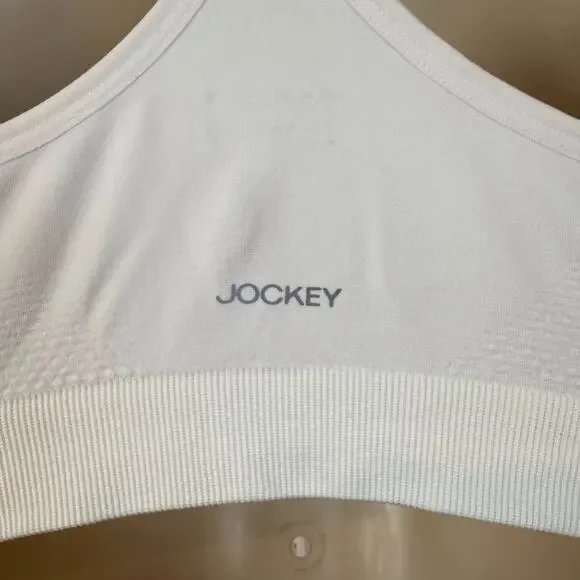 Women's White Jockey Racerback Sports Bra Molded Cup Adjustable Straps Medium - Picture 14 of 16